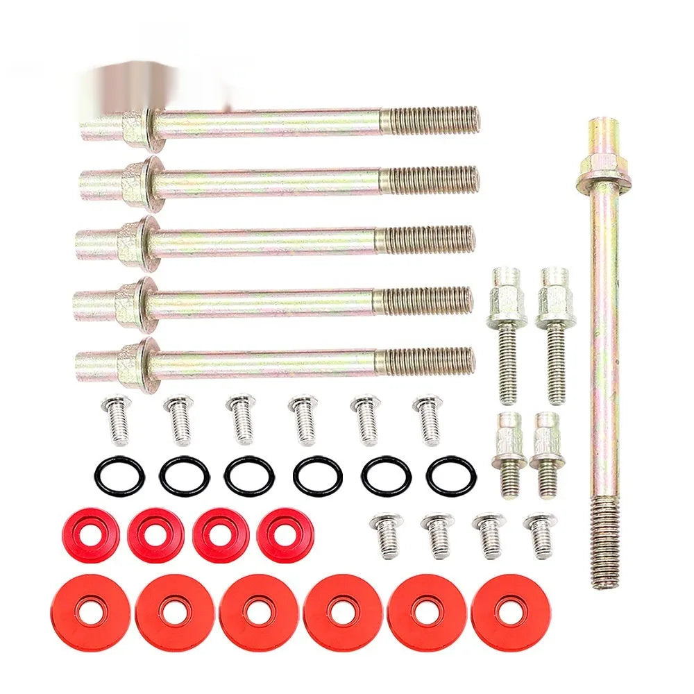 Honda Civic K Series aluminium alloy engine gasket kit in black, blue, red, and silver colours
