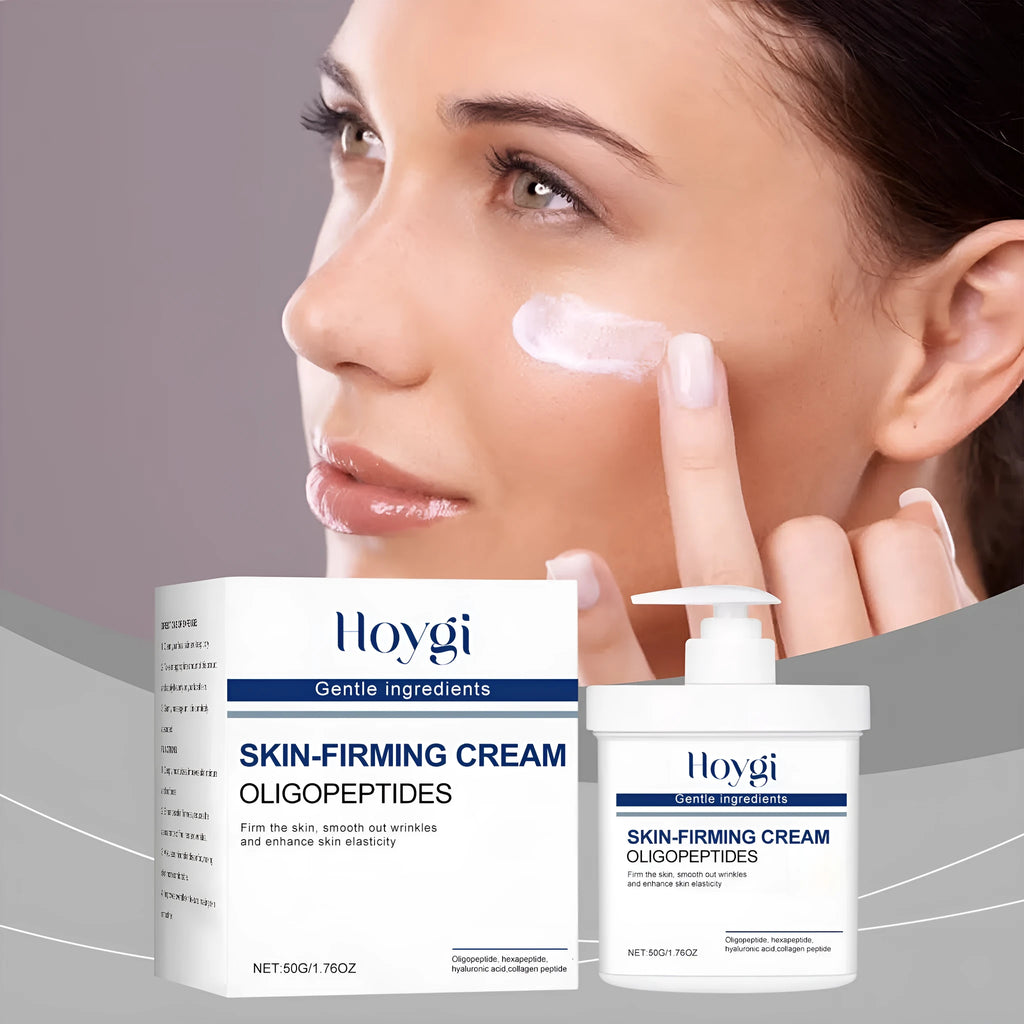 50g jar of anti wrinkle firming moisturising cream with peptides and hyaluronic acid on white background
