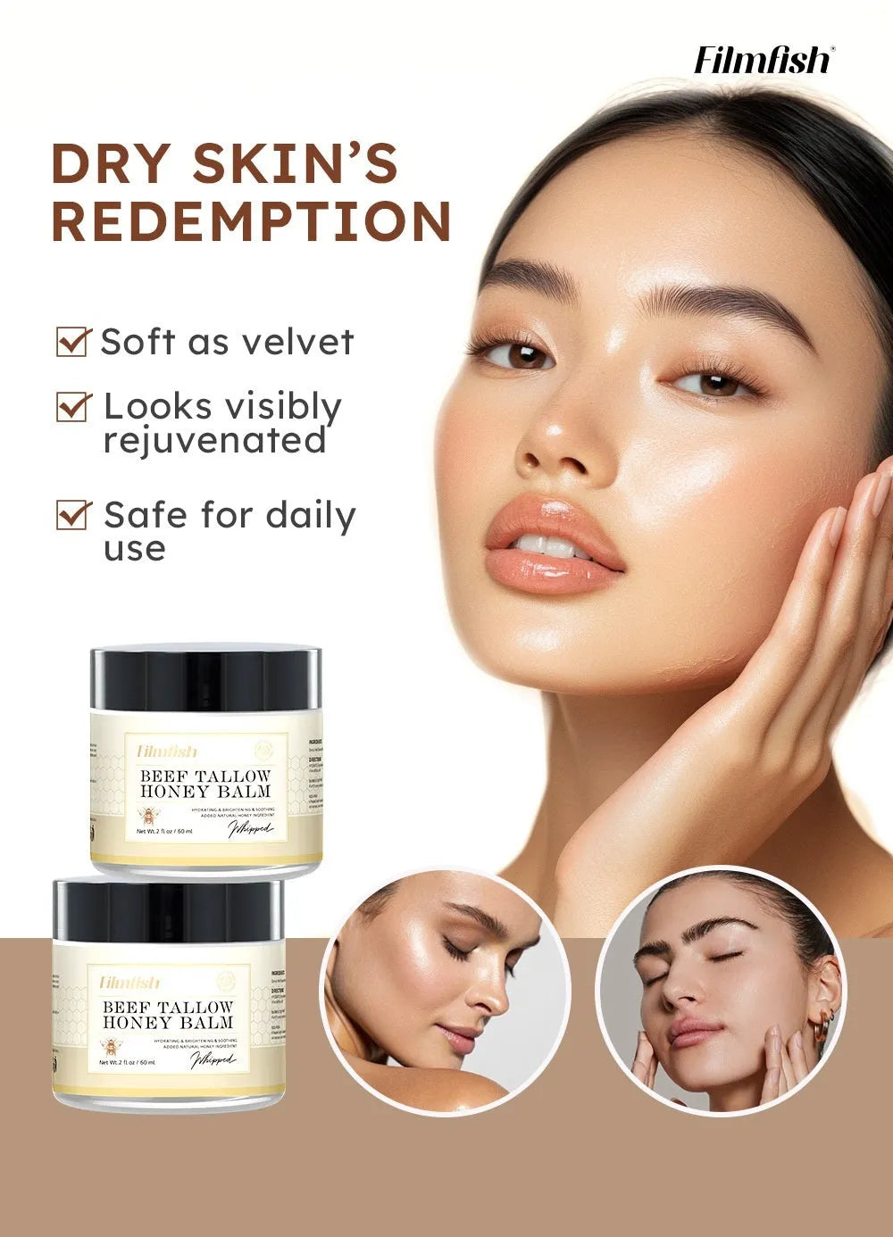 60ml honey moisturiser body cream jar for dry skin hydration and rejuvenation