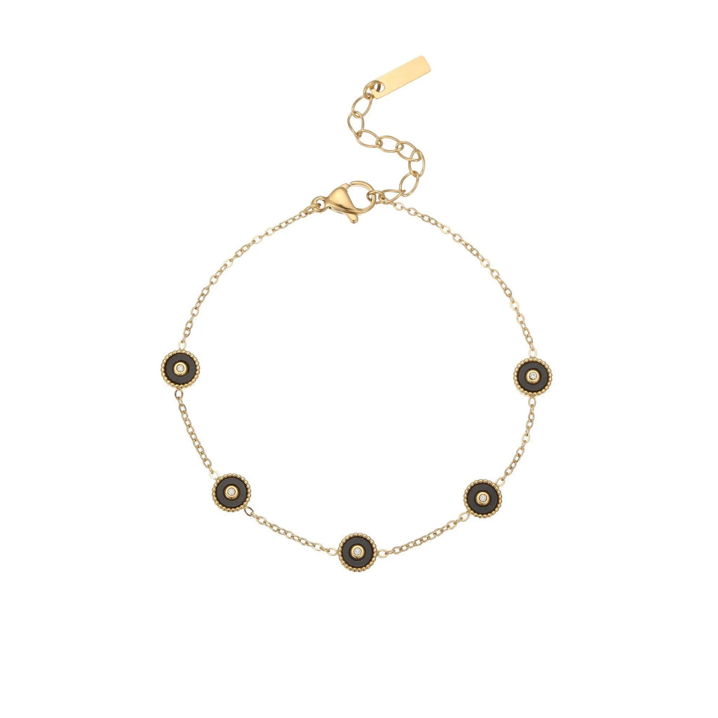 Geometric stainless steel women's bracelet with 18K gold plating, OL fashion style.