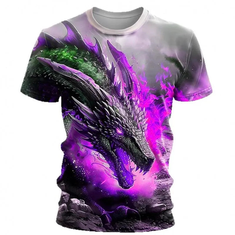 Men's black t-shirt with a detailed 3D wind dragon graphic print on the front.