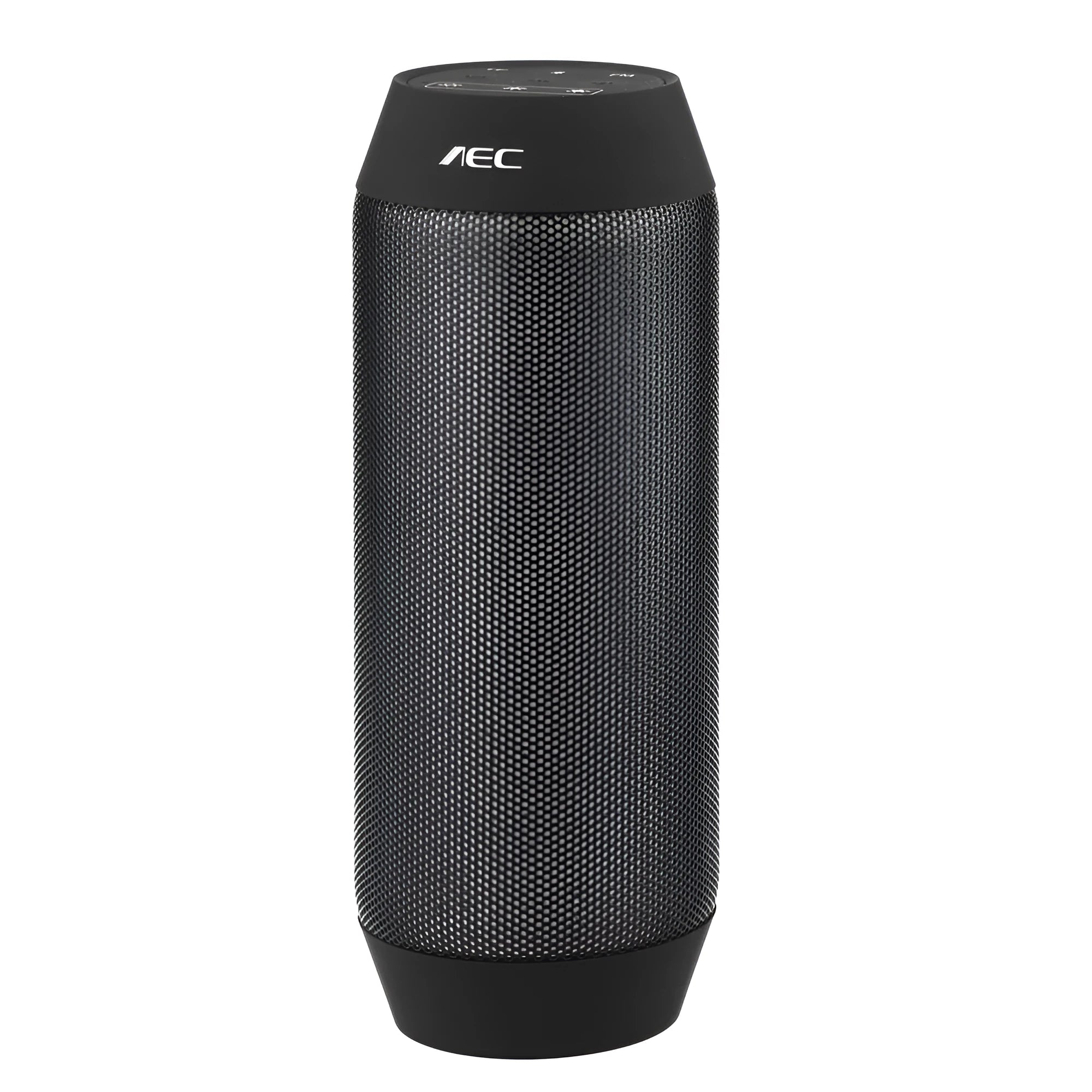 Mini black and white Bluetooth speaker with RGB lighting around its base
