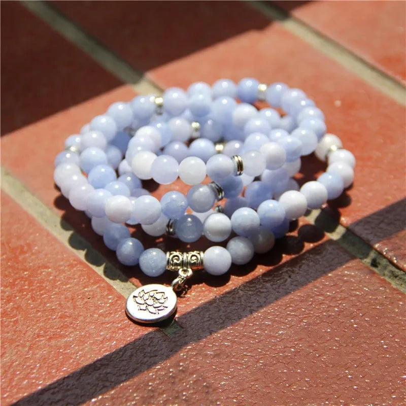Vintage natural stone bracelet for women featuring a lotus design on a geometric setting.