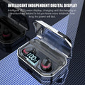 Black X10 Bluetooth headset with charging case showing earpiece design