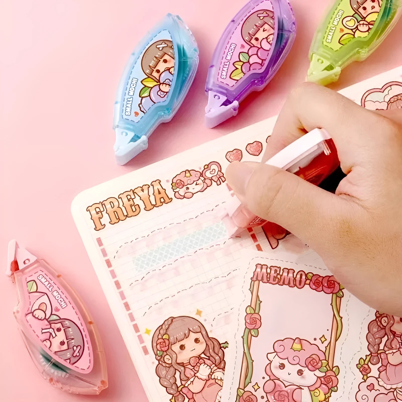 Dotting glue adhesive in five fruit juice colours with card packaging