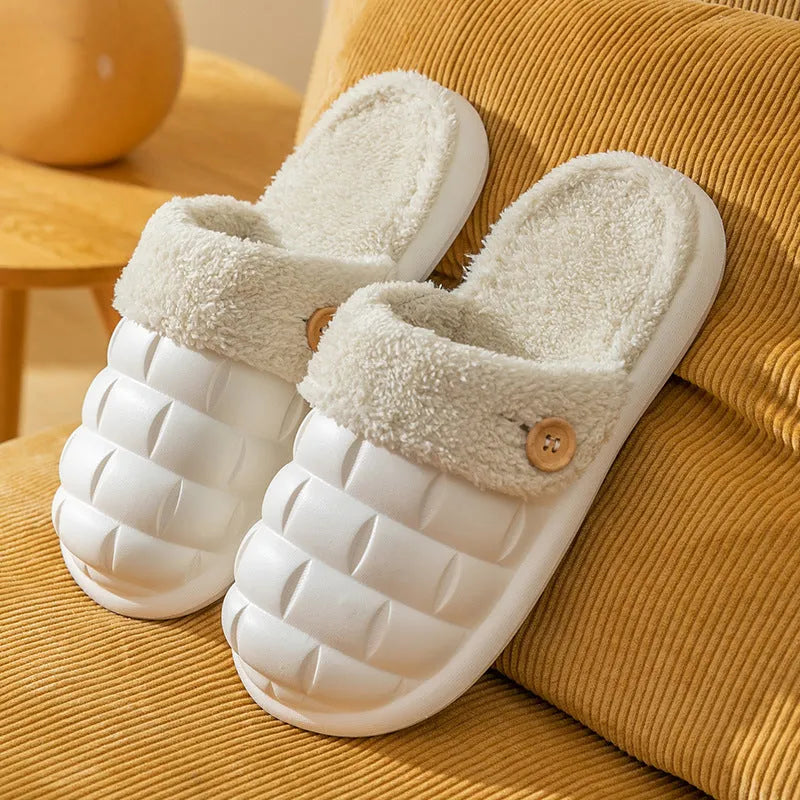 Plaid detachable slippers with plush lining and EVA sole in various colours