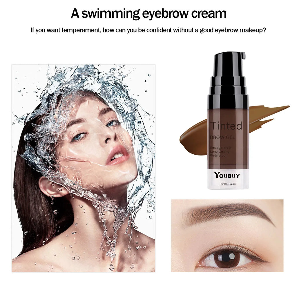 Waterproof brow cream tube in brown and black shades for natural eyebrow definition