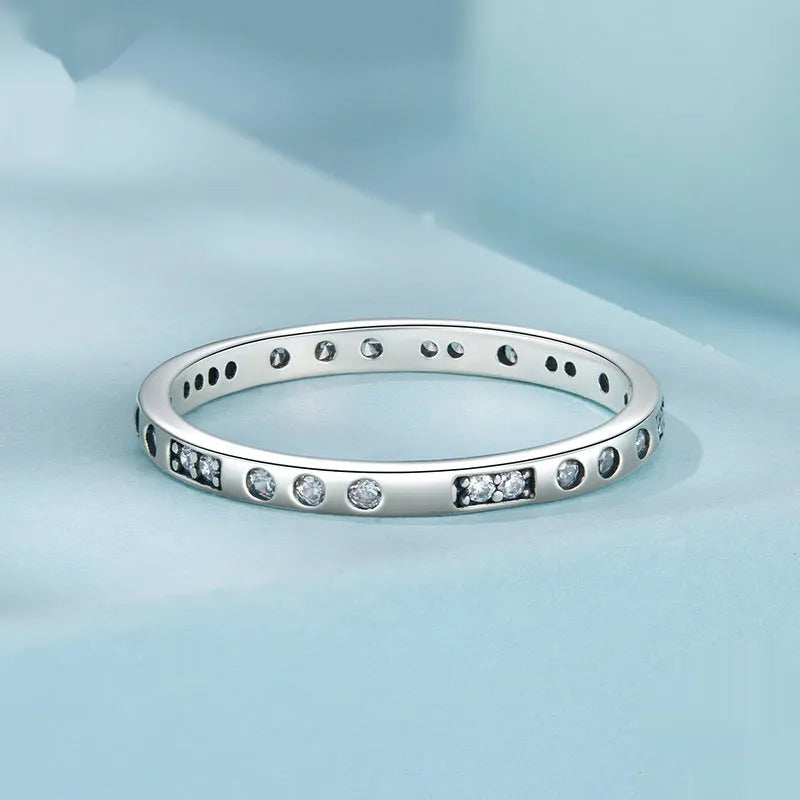 Silver alloy ring with oxidised black 'I Love You' design in Moss Password style