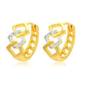 Gold geometric hollow-out clip-on earrings with colour separation electroplated finish