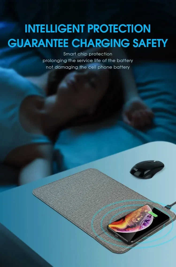Foldable cloth wireless charging phone holder showing adjustable viewing angles