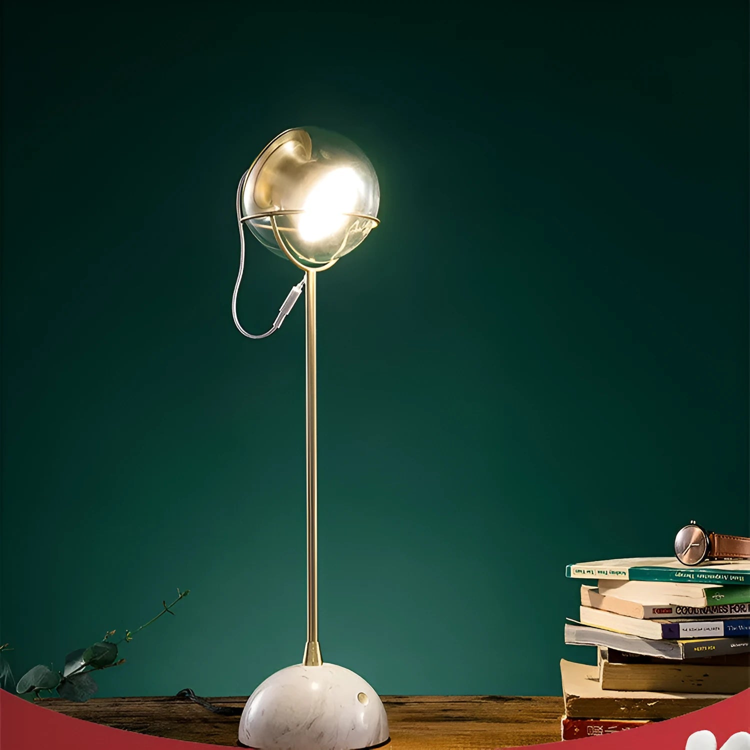 Glass lampshade dimmable desk lamp with touch switch and integrated LED light source