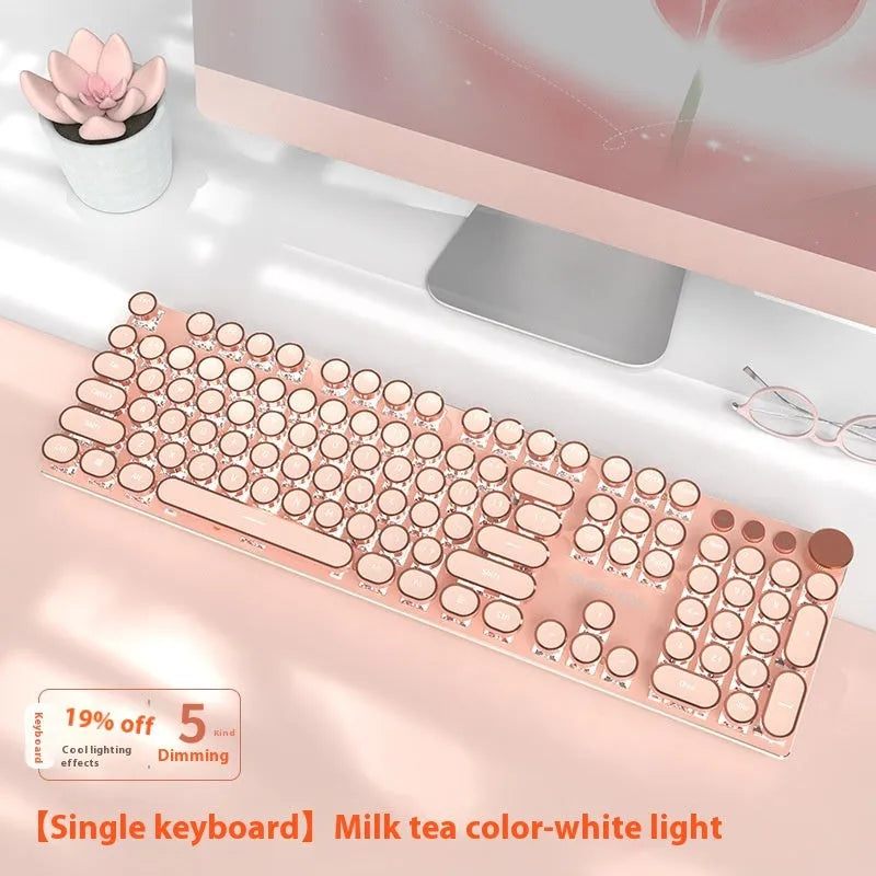 Aluminium alloy mechanical keyboard with white backlighting in matcha green colour, showing 87-key layout and multifunction knob.