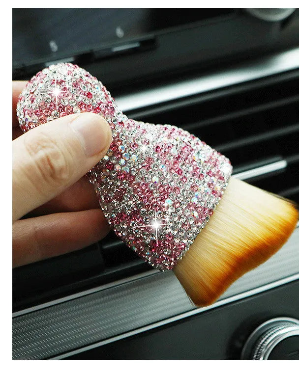 Car interior soft brush dust removal tool with flexible PVC bristles measuring 10cm by 5cm