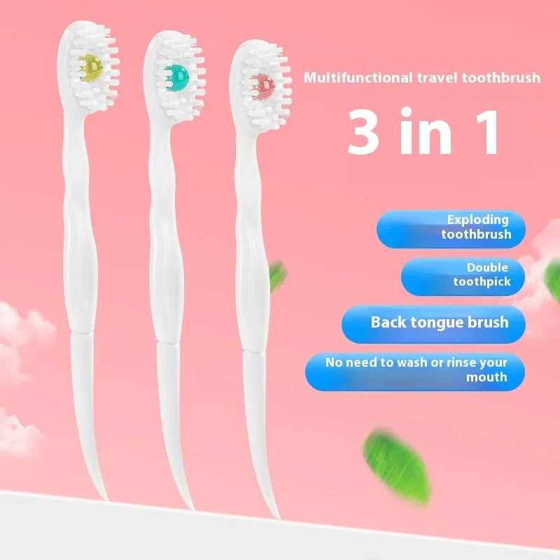 Box containing 20 disposable bead toothbrushes for travel and portable oral hygiene