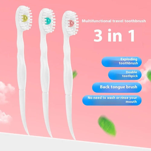 Box containing 20 disposable bead toothbrushes for travel and portable oral hygiene
