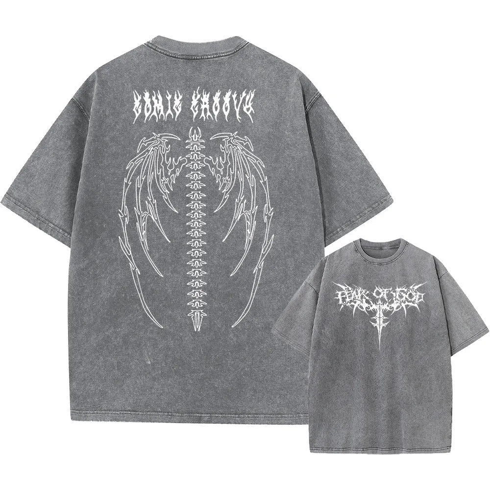 Men's oversized loose fit cotton t-shirt with drop shoulder short sleeves.