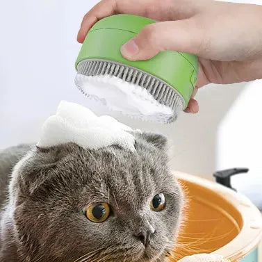 Cat Spray Comb electric massage pet spray comb in green colour with 30ml water tank and silicone bristles
