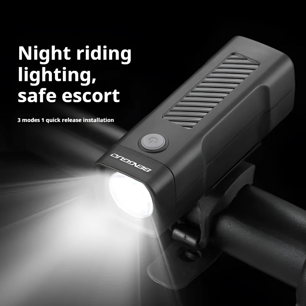 USB rechargeable bicycle headlight with quick release strap mount