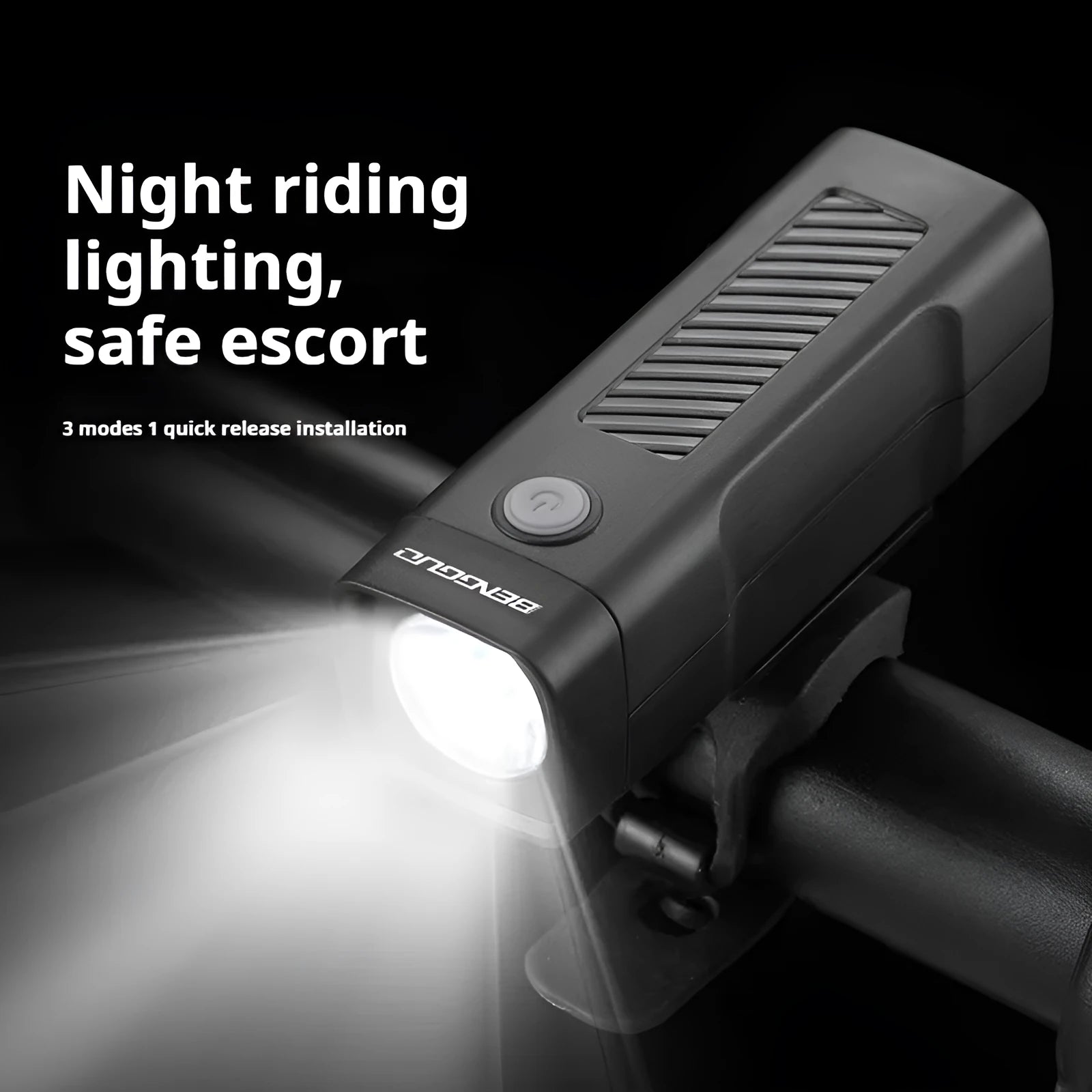 USB rechargeable bicycle headlight with quick release strap mount