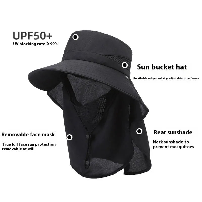 Men's adjustable fisherman bucket hat with wide brim for sun protection
