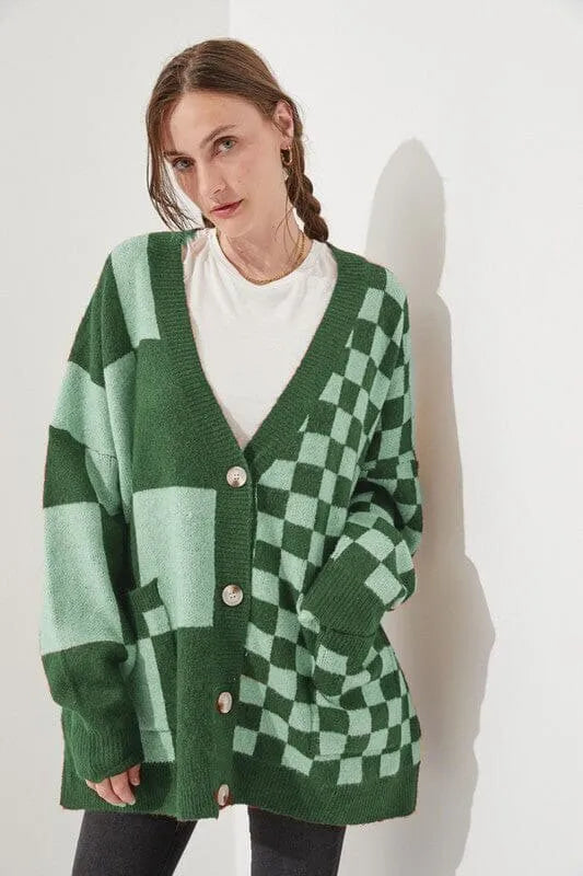 Loose fit polyester knitwear cardigan in grey colour with regular sleeves