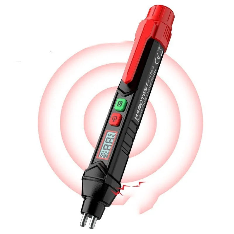 Digital display brake fluid tester pen with LED moisture indicator and batteries