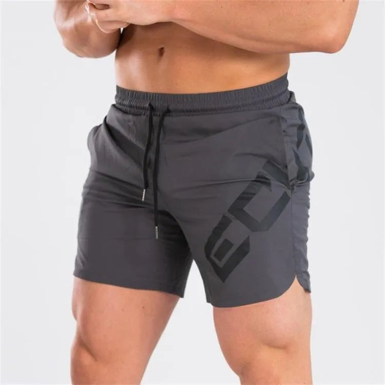 Men's black quick-dry elastic training shorts with knee-length design for summer sports
