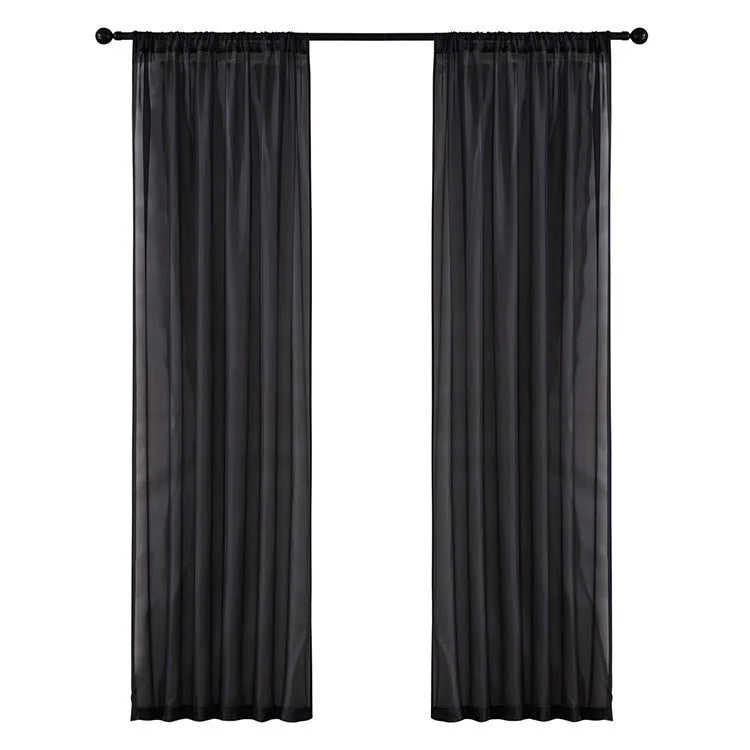 Modern simple black cotton linen blend vertical curtain measuring 150cm by 250cm