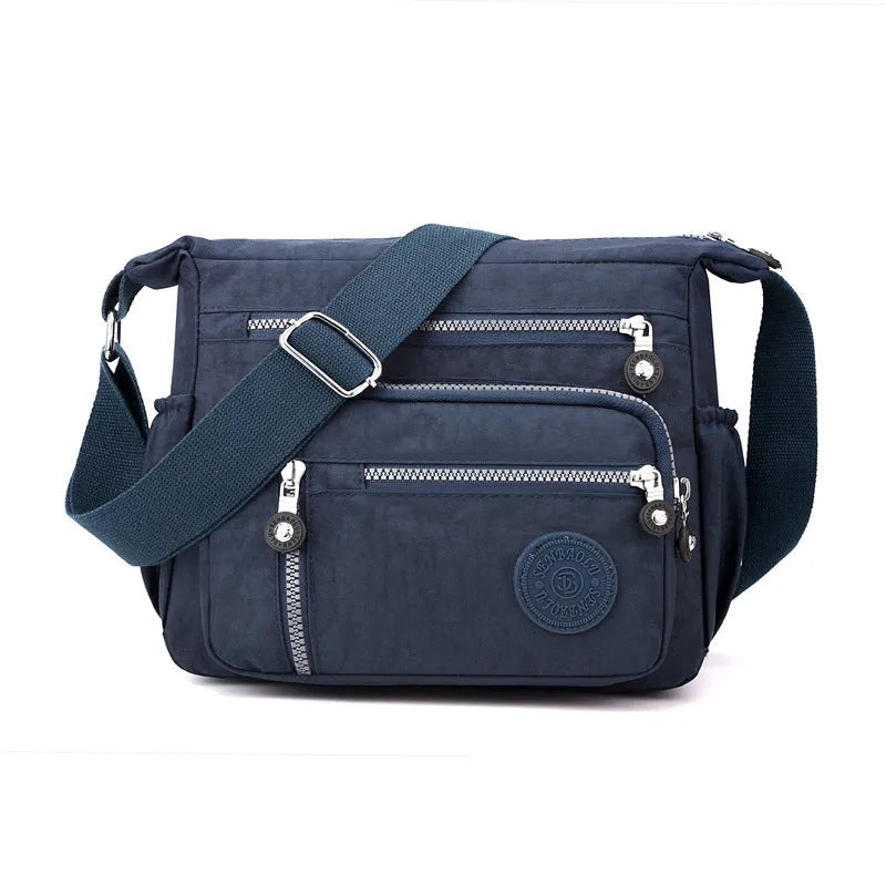Nylon shoulder messenger bag in square vertical design with single strap