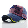 Retro denim baseball cap for men and women, adjustable wide brim, available in black