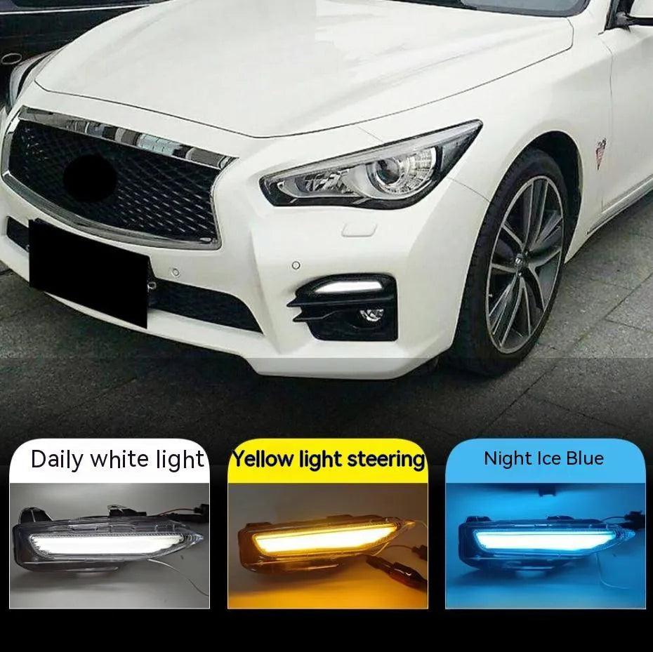 Infiniti Q50 Q70 front bumper LED turn signal and daytime running lamp unit in ABS housing