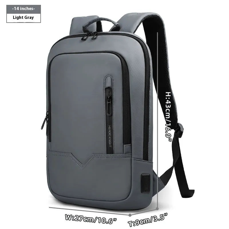 Lightweight polyester computer backpack with USB charging port in various colours