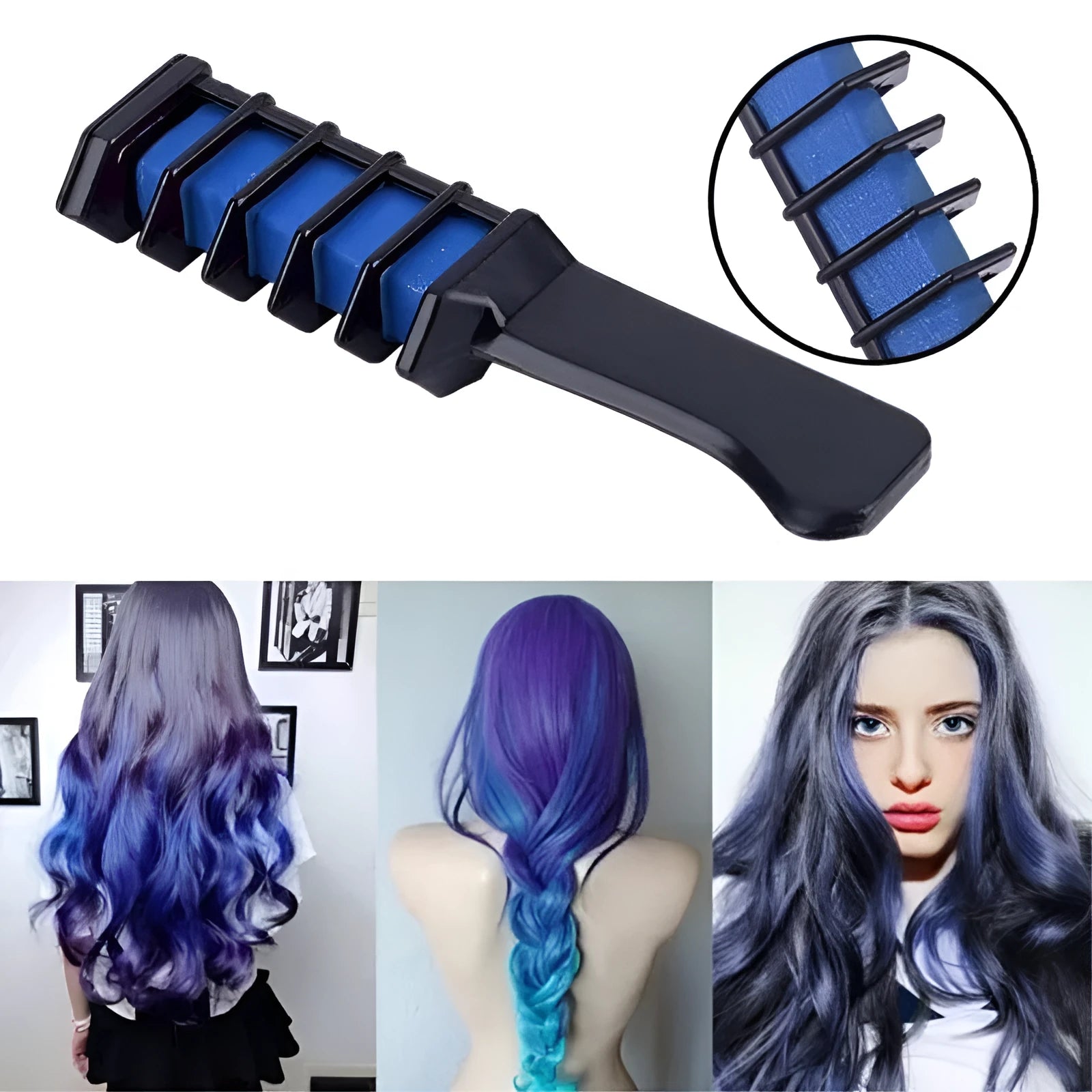 Temporary mini disposable crayons hair colour dyeing mascara chalk box with brush, 11 bright colours