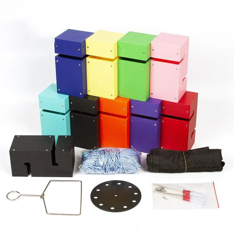 ABS plastic team building equipment set with pull ropes and tower blocks in multiple colours