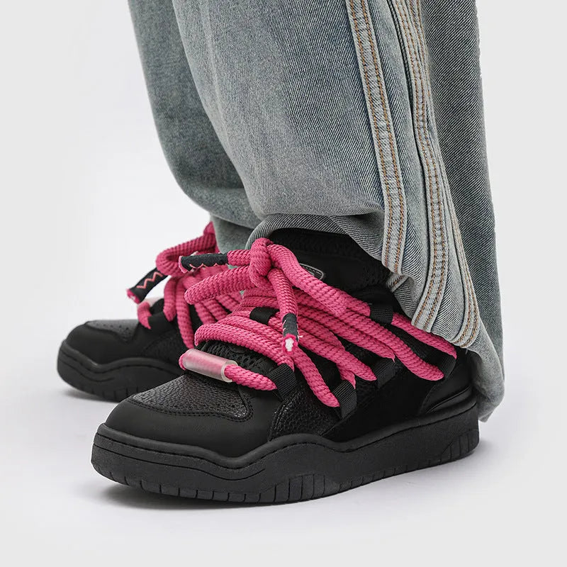 Low-top casual lace-up shoes in Denim Blue with a round toe and flat rubber sole