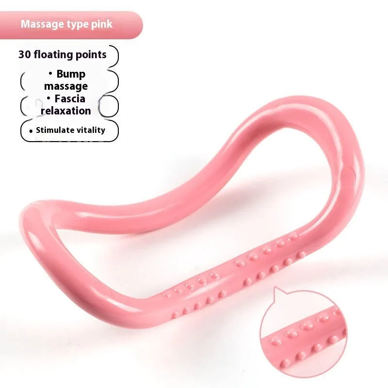 Yoga four piece set showing leg stretcher, yoga ring, pedal device, and tension rope