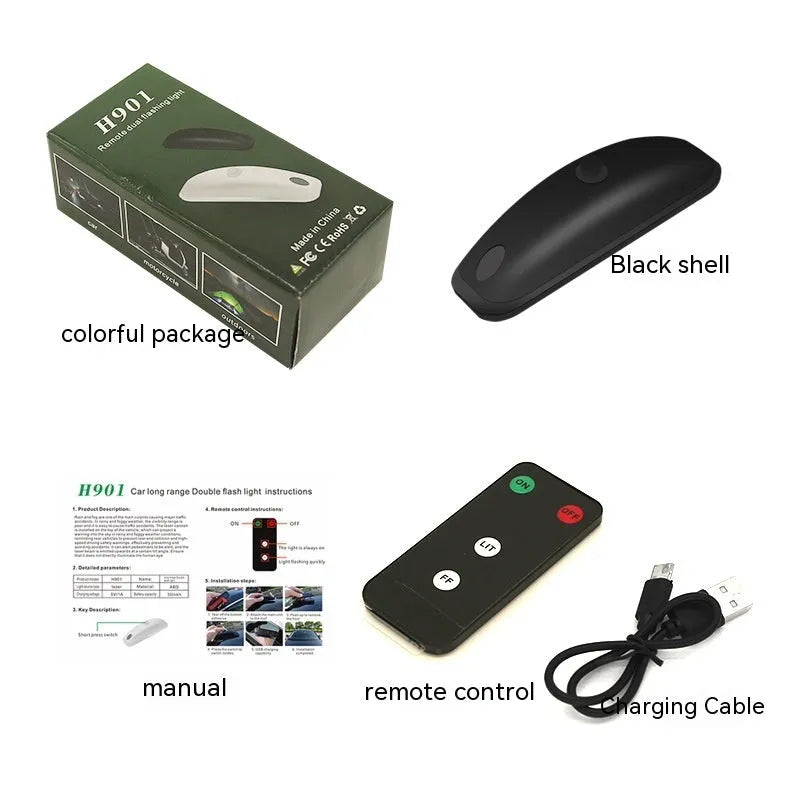 Remote control car strobe light for anti-collision visibility in rain and fog weather