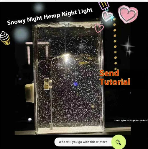 DIY Christmas night light kit components for building a snowy landscape scene with LED street lamp.