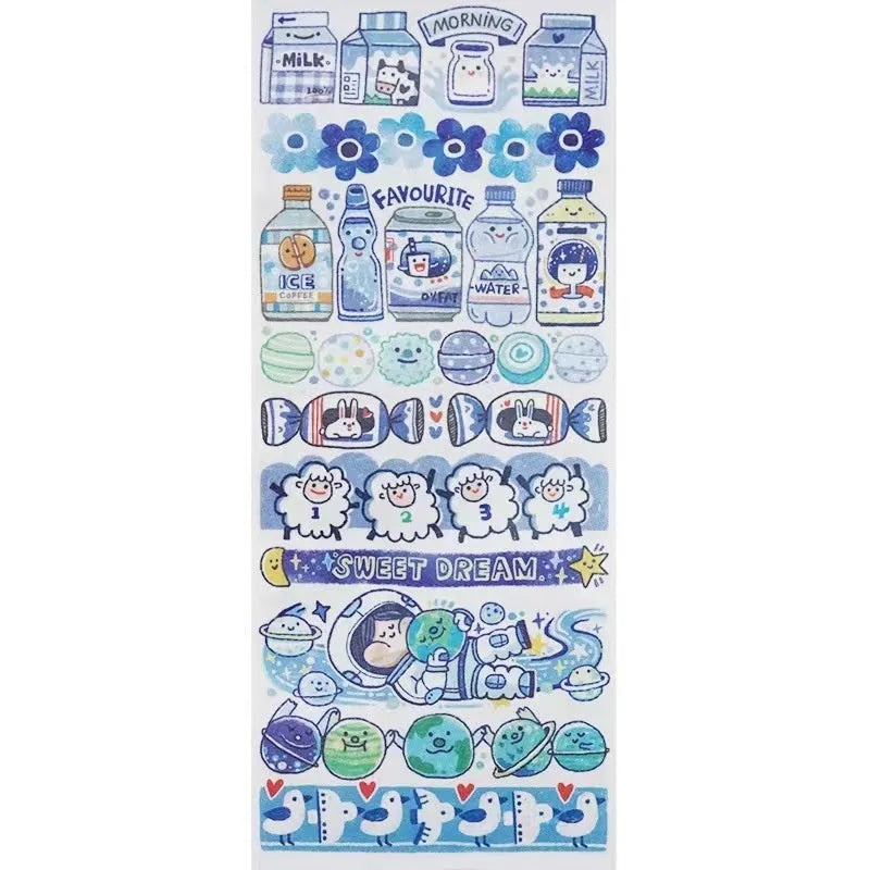 Cartoon character stickers for haemorrhoid tape packaging with cute designs on Japanese paper