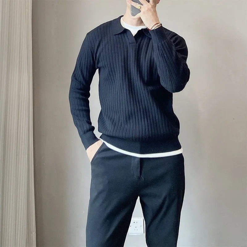 Men's rabbit fur modal knitted pullover sweater in loose fit with long sleeves