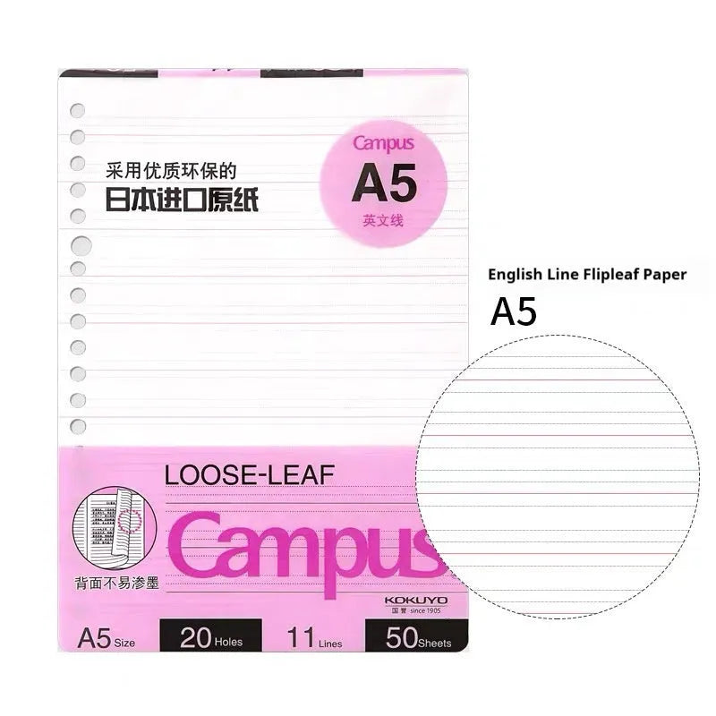 Refillable loose spiral notebook with PP cover in pastel cookie design, A5 and B5 size options shown