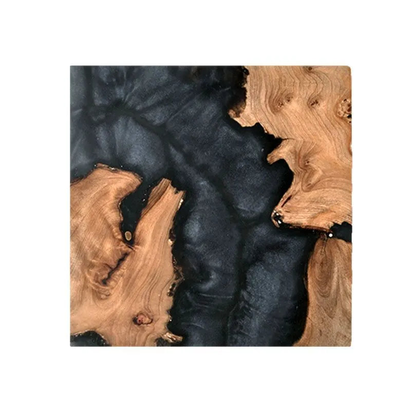 Nordic style wooden coaster with resin heat insulation for tea sets in solid colour