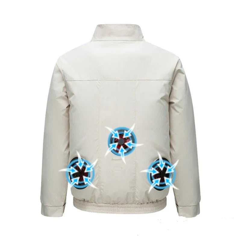 Smart air conditioning jacket with ventilation holes and fan for summer outdoor work