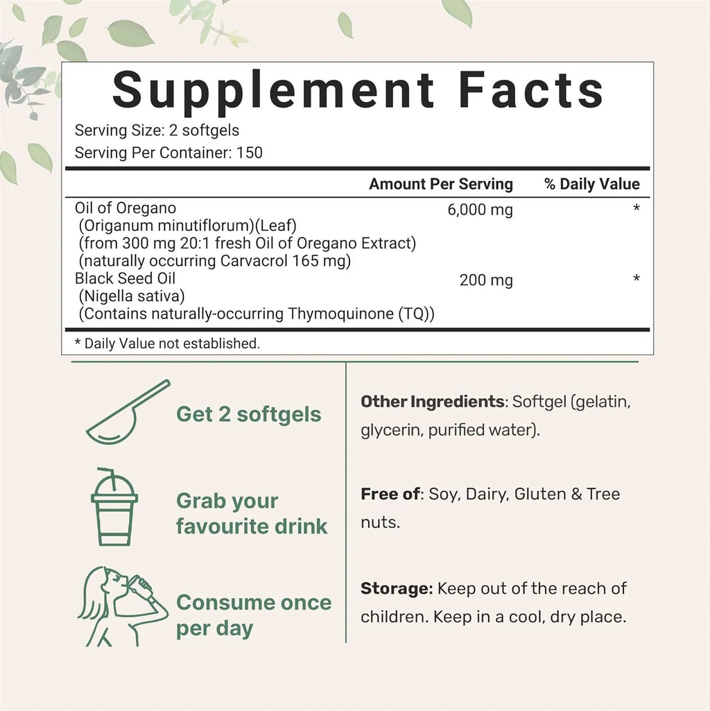 Butter Black Seed Oil Soft Capsules bottle showing 180 or 300 tablet packaging options