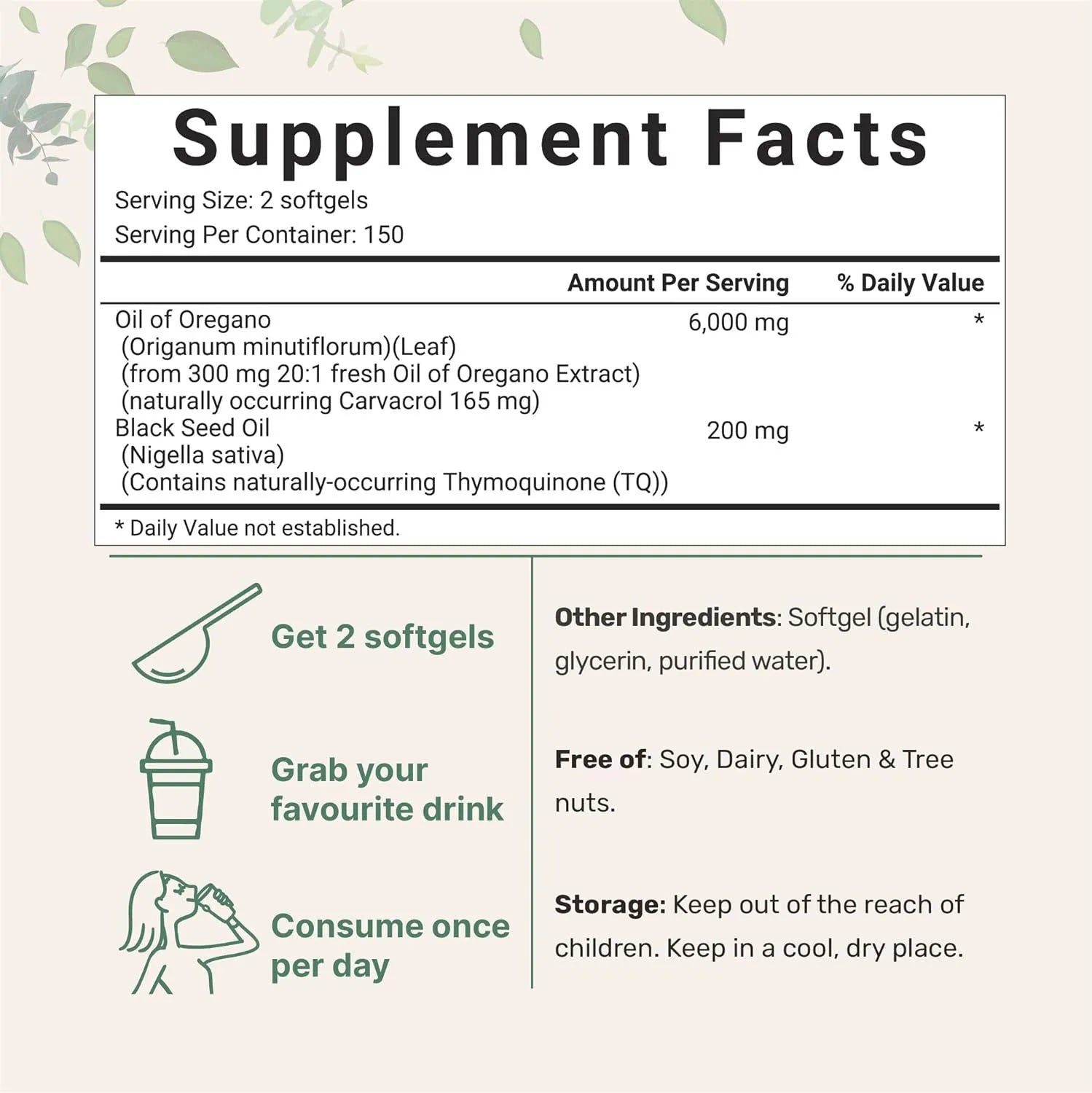 Butter Black Seed Oil Soft Capsules bottle showing 180 or 300 tablet packaging options