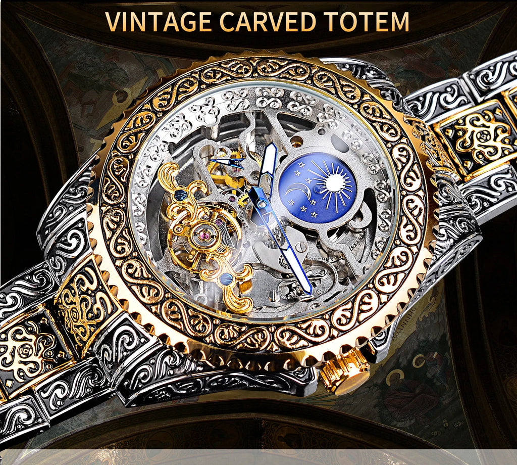 Forsining skeleton tourbillon mechanical watch with stainless steel case and automatic movement