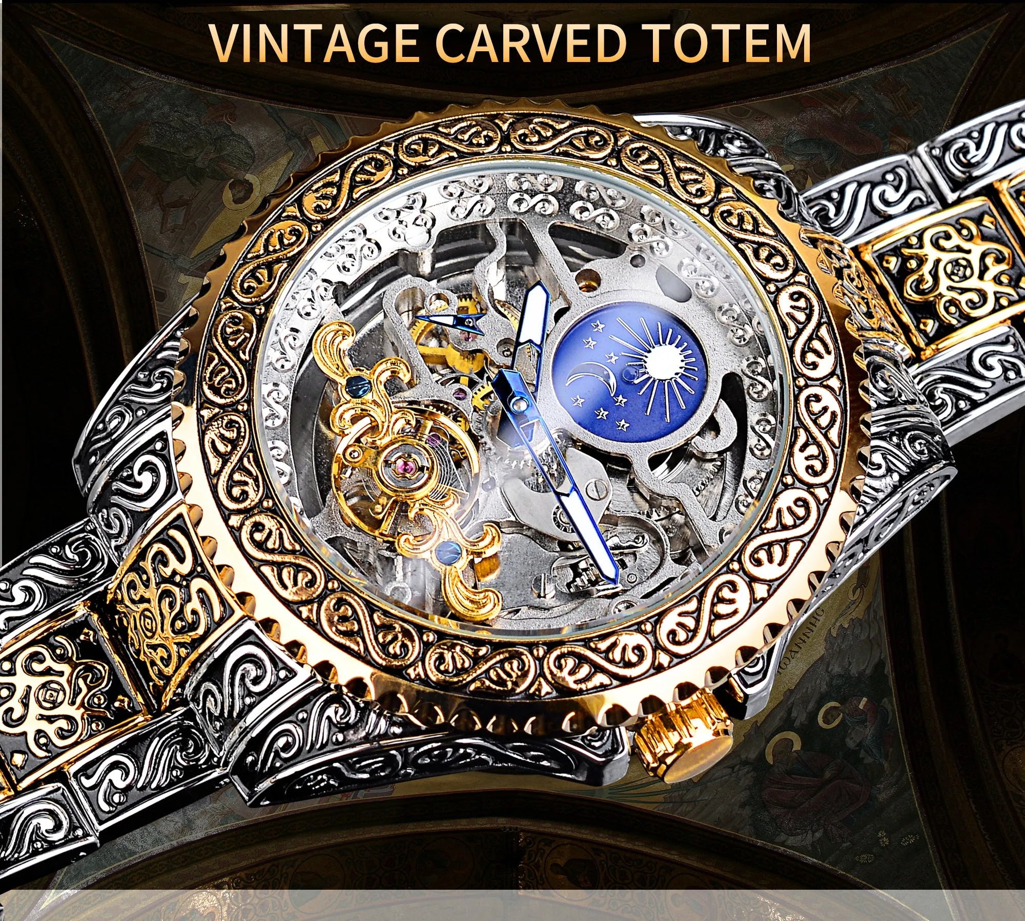 Forsining skeleton tourbillon mechanical watch with stainless steel case and automatic movement