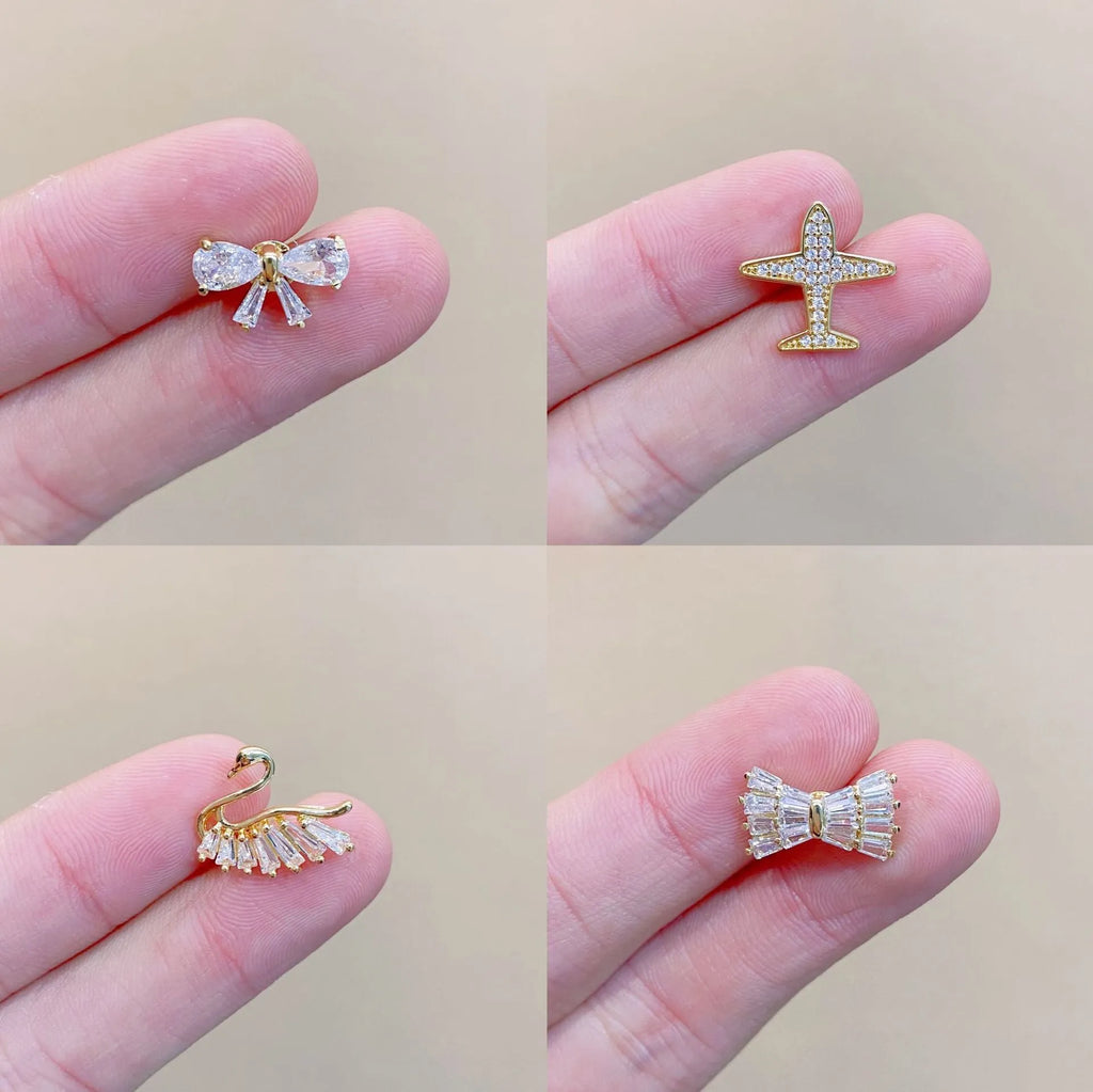 Japanese cute style fixed brooch for women in electroplated copper with geometry shape