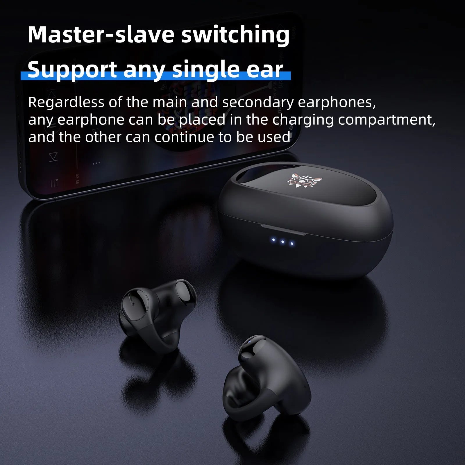 T306 Bluetooth wireless sports headset with ear hook design in black colour