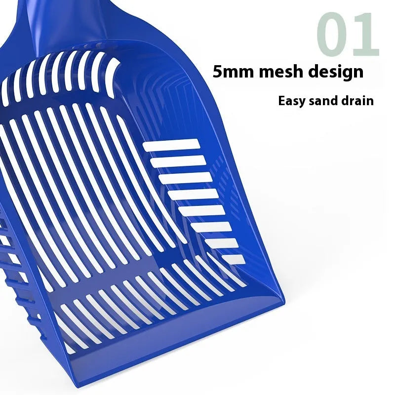PP plastic cat litter scoop with curved handle in red, yellow or blue colour options